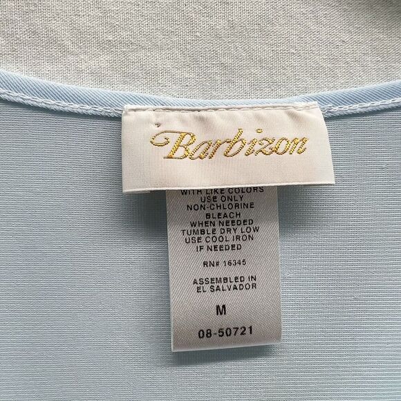 Vintage Barbizon Nightgown Medium Blue Lace Trim Embroidered Cottagecore - Picture 9 of 13